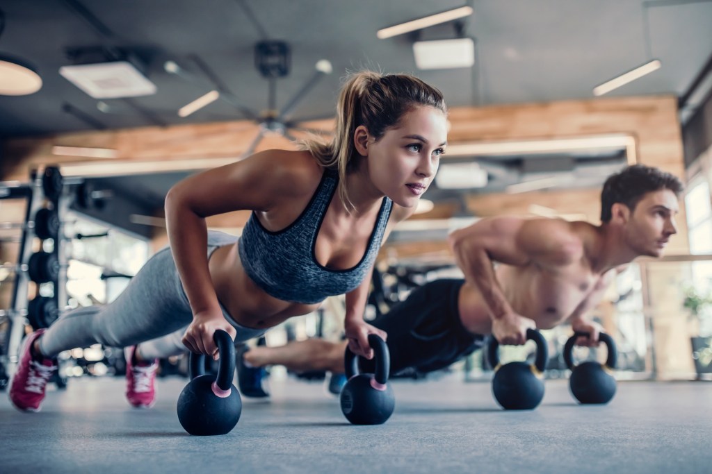 Man and woman doing sport