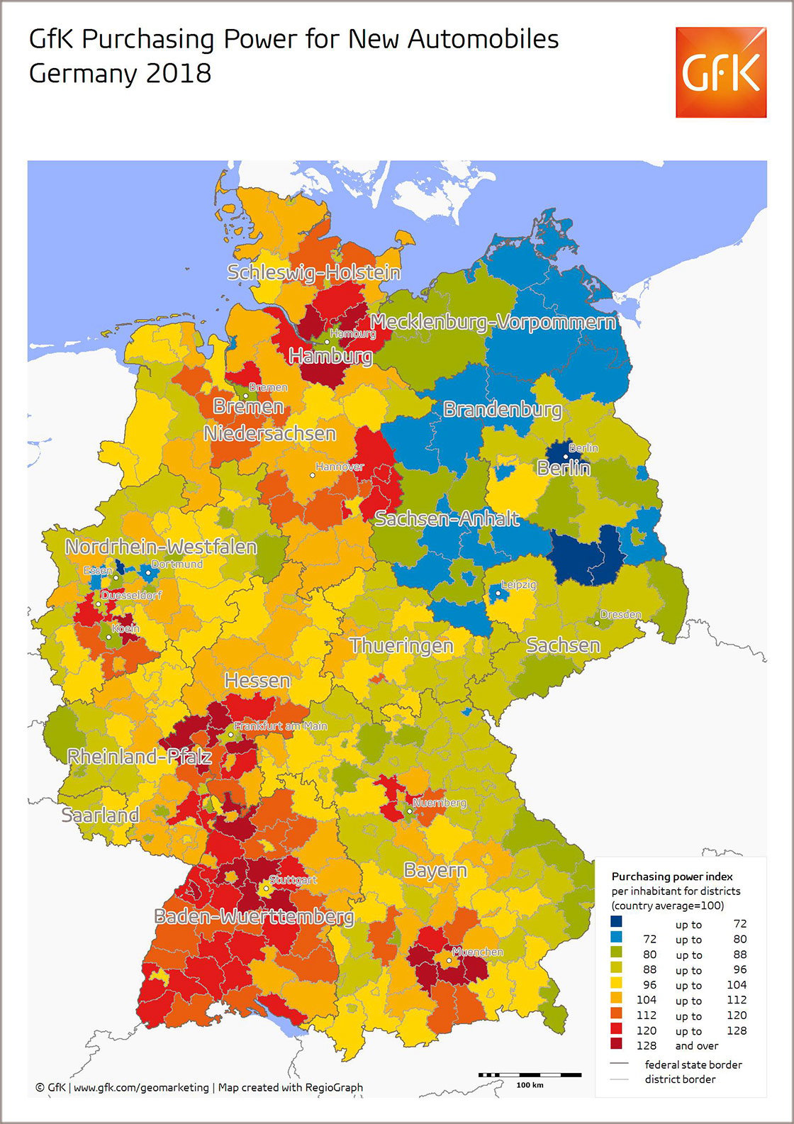 Inline image 1 for Map of the Month: Purchasing power for new automobiles, Germany 2018