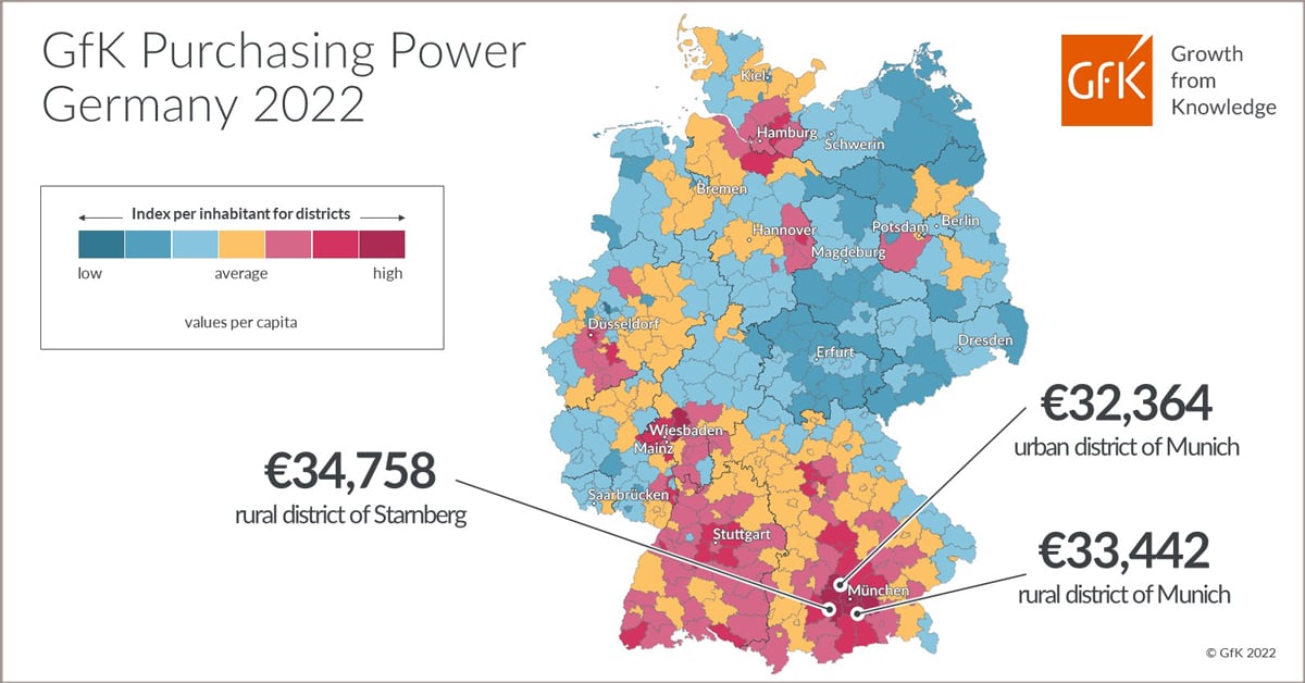 Inline image 2 for Map of the Month: GfK Purchasing Power, Germany 2022