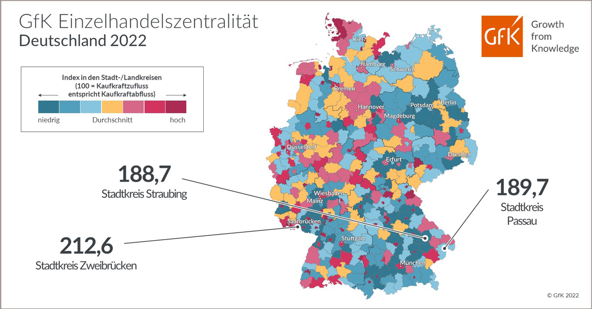 Bild im Inhalt 2 zu Bild des Monats: GfK Einzelhandelszentralit&auml;t, Deutschland 2022