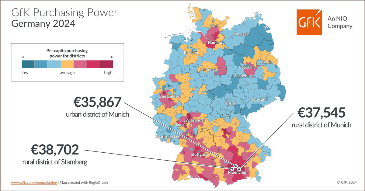 Inline image 2 for Map of the Month: GfK Purchasing Power, Germany 2024