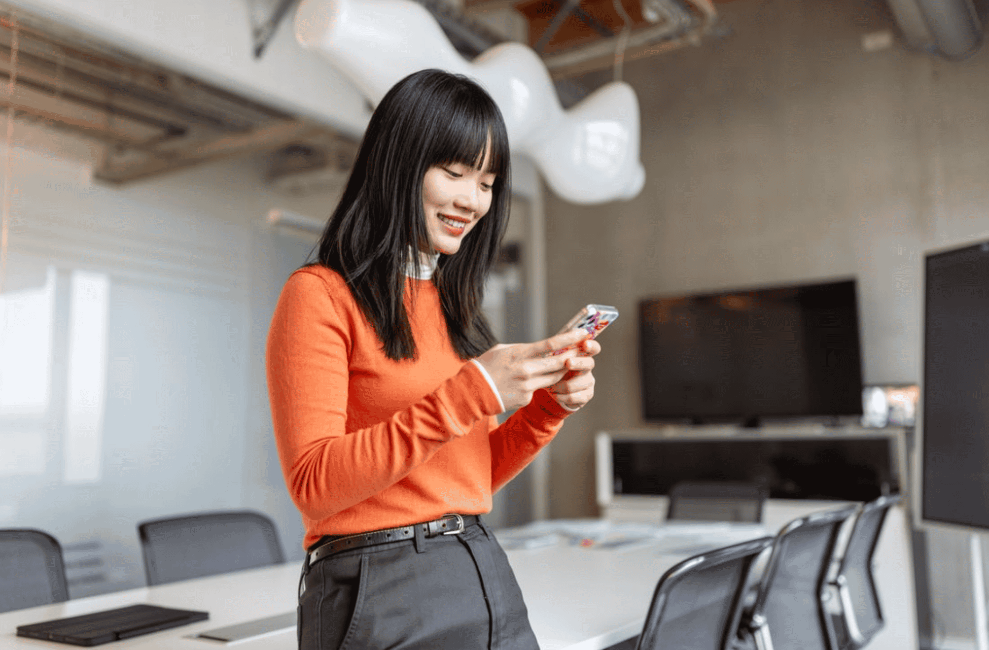 asian women in her mobile