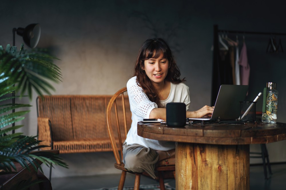 Woman working from home