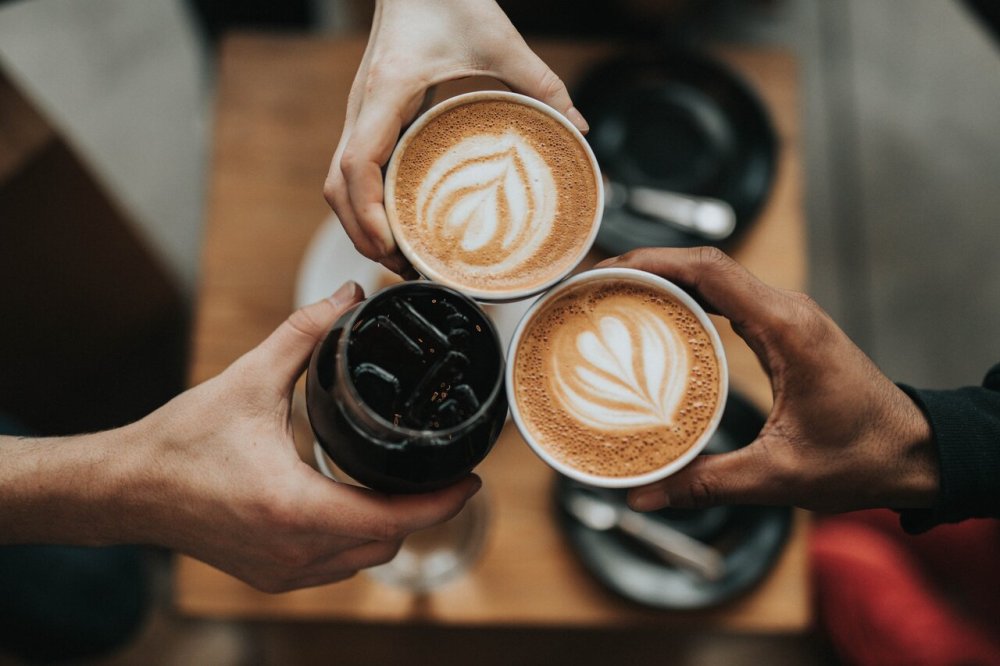 Three various cups of coffee
