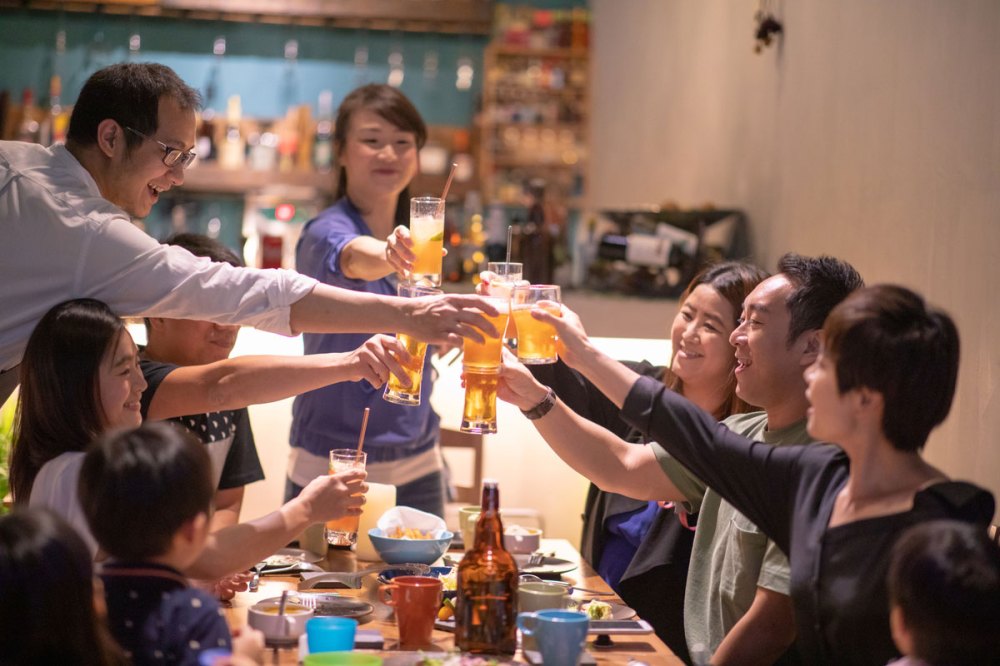 A group of Asians celebrating