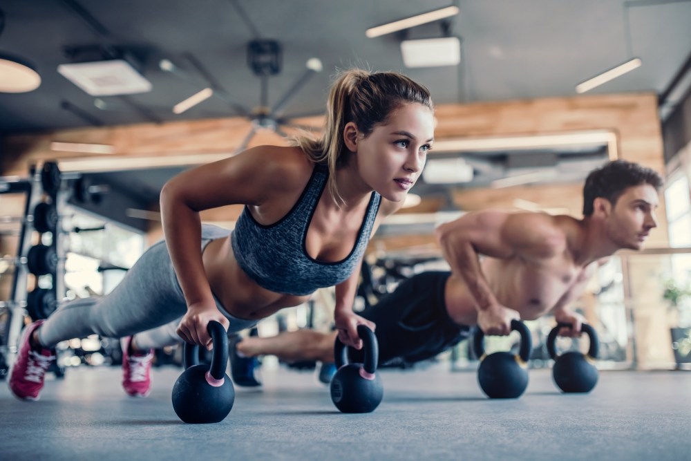 Man and woman doing sport