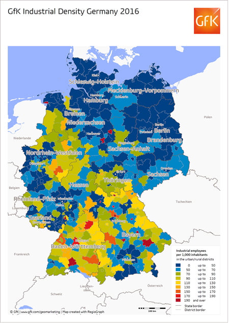 Hero image for Map of the month: Industrial density, Germany