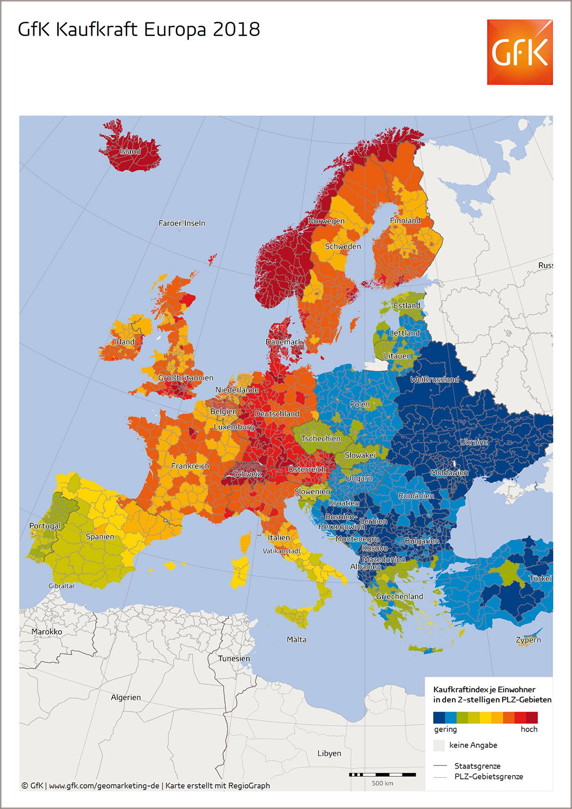 Bild im Inhalt 3 zu Bild des Monats: GfK Kaufkraft, Europa 2018