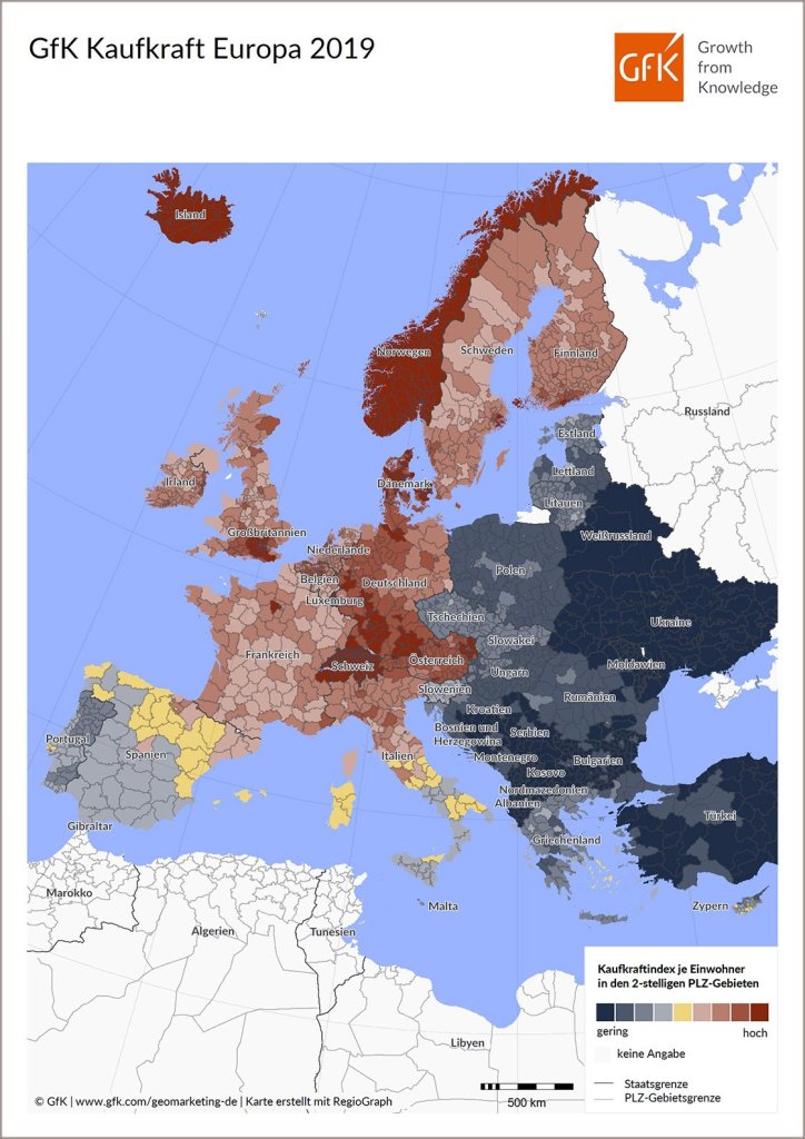 Hero-Bild zu Bild des Monats: GfK Kaufkraft Europa 2019