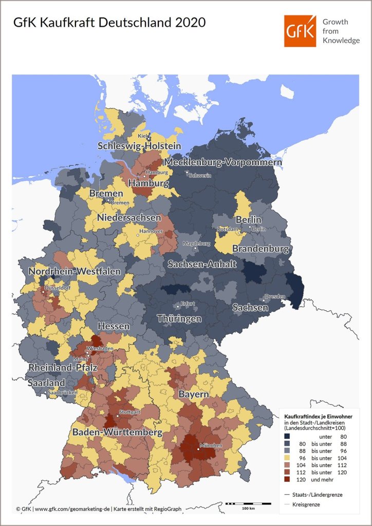 Hero-Bild zu GfK Kaufkraftindex Deutschland 2020: Bild des Monats & Infografik