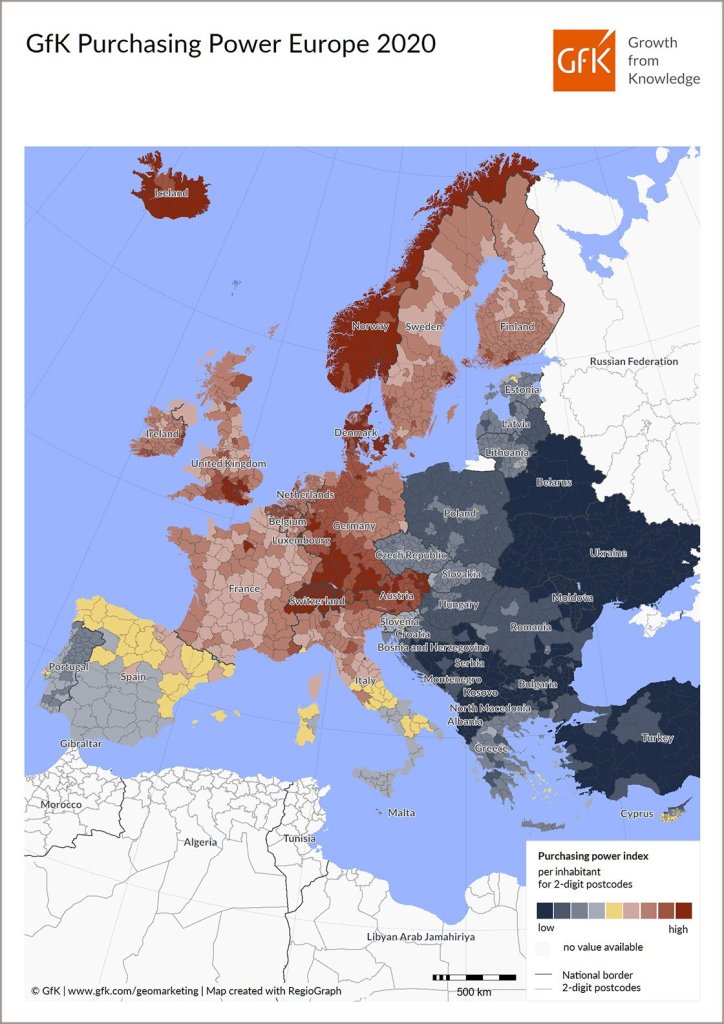 Hero image for Map of the Month: GfK Purchasing Power Europe 2020