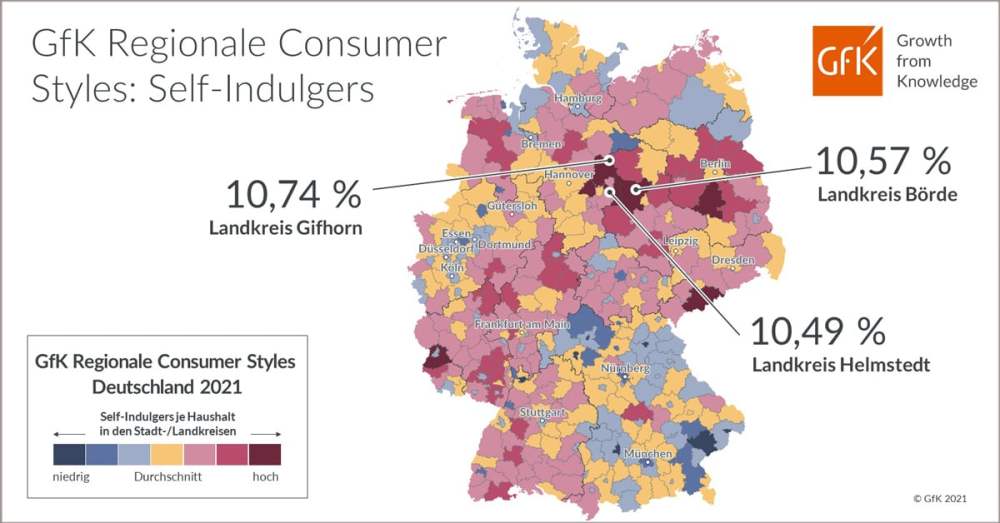 Hero-Bild zu Bild des Monats: GfK Regionale Consumer Styles, Self-Indulgers, Deutschland 2021