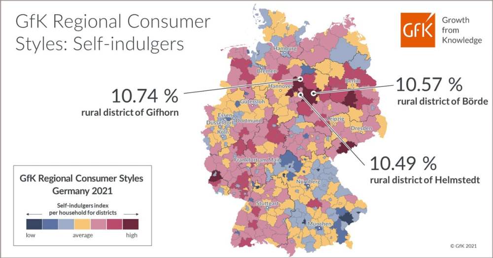 Hero image for Map of the Month: GfK Regional Consumer Styles, Self-indulgers, Germany 2021