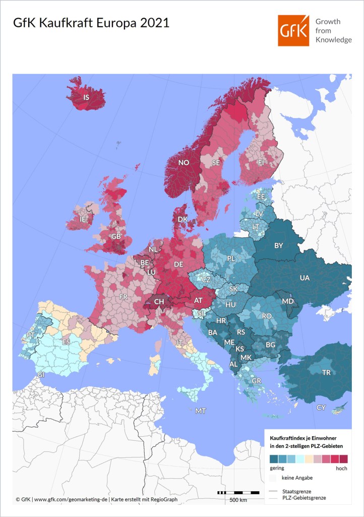 Hero-Bild zu Bild des Monats: GfK Kaufkraft Europa 2021