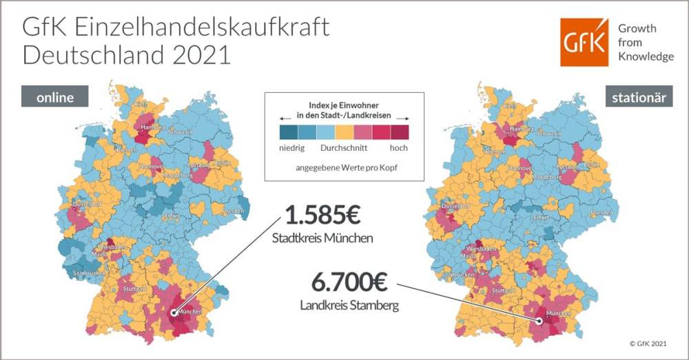Hero-Bild zu Bild des Monats: GfK Einzelhandelskaufkraft, Deutschland 2021