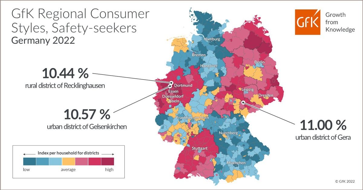 Inline image 2 for Map of the Month: GfK Regional Consumer Styles, Safety-seekers, Germany 2022