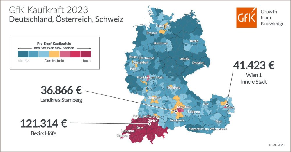 Hero-Bild zu Bild des Monats: GfK Kaufkraft Deutschland, Österreich, Schweiz 2023