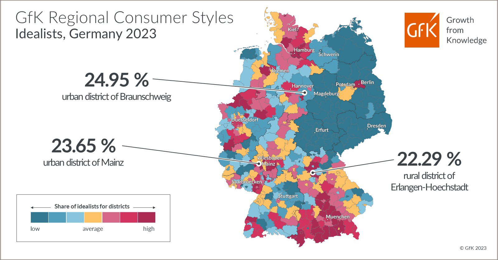 Inline image 2 for Map of the Month: GfK Regional Consumer Styles, Idealists, Germany 2023