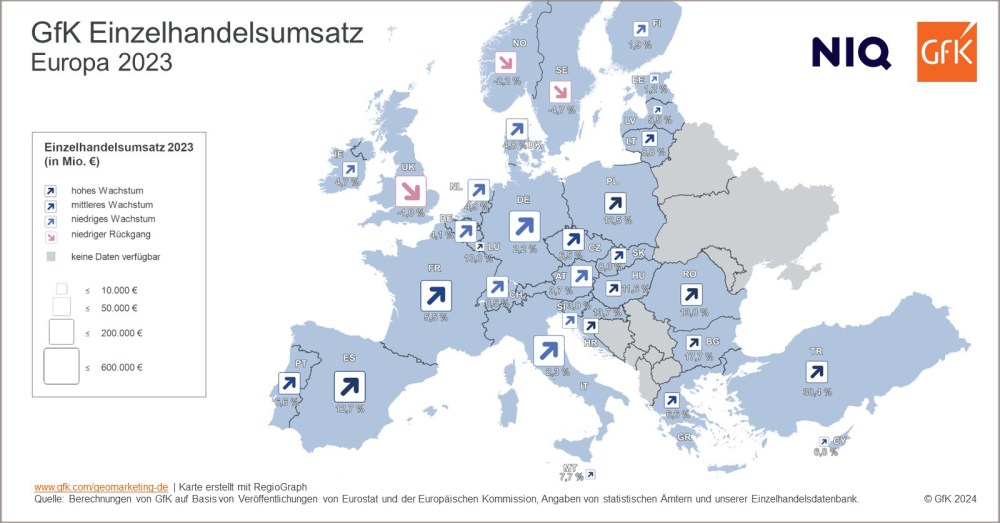 Hero-Bild zu Bild des Monats: Wachstumsrate des Einzelhandelsumsatzes, Europa 2023