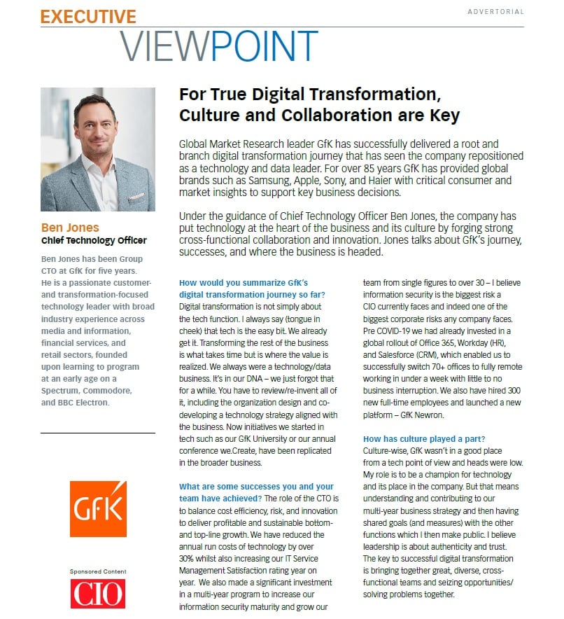 Hero image for Ben Jones interview: “For true digital transformation, culture and collaboration are key”