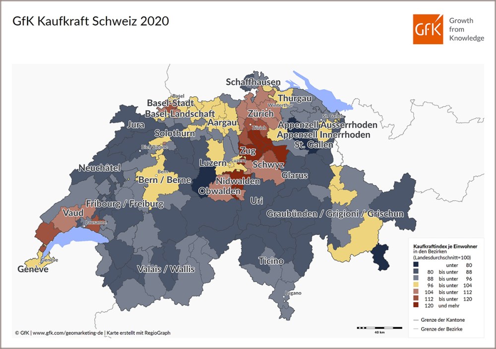 Hero-Bild zu Bild des Monats: GfK Kaufkraft, Schweiz 2020