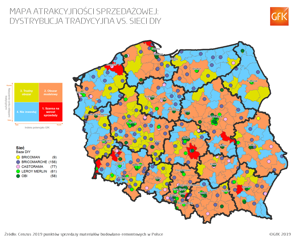 Hero image for Mapa atrakcyjności sprzedażowej materiałów remontowo-budowlanych – analiza dystrybucji tradycyjnej w porównaniu do dystrybucji przez sieci DIY