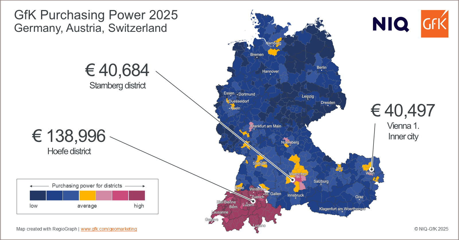 Inline image 1 for Map of the Month: GfK Purchasing Power in Germany, Austria and Switzerland 2025