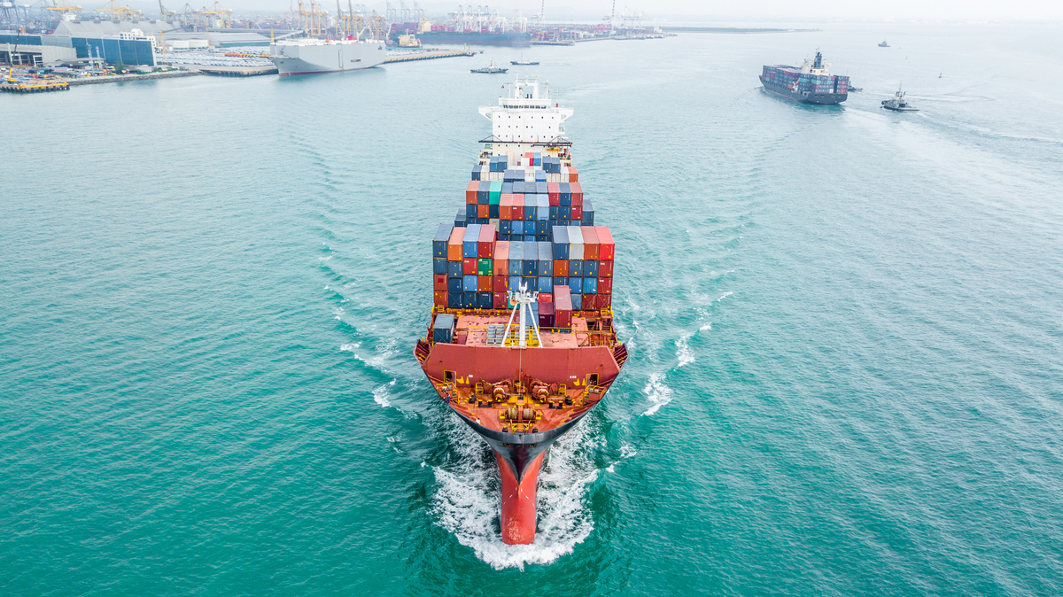 boat full of shipping crates