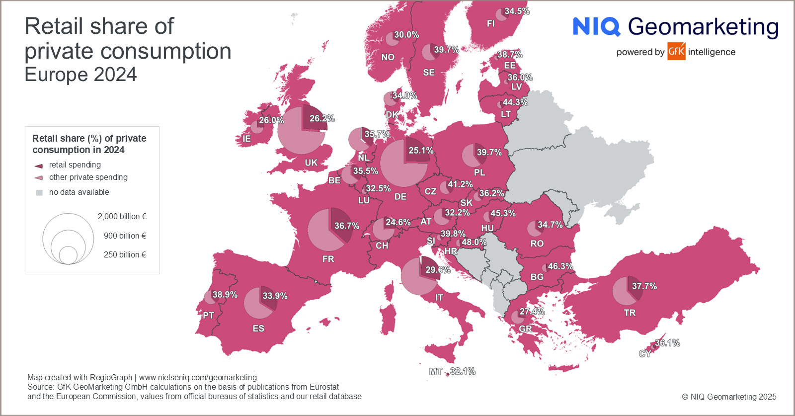 Inline image 1 for Map of the Month: Retail share of private consumption, Europe 2024