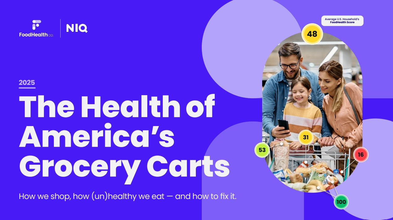 Inline image 1 for America’s Grocery Carts Are Getting a Health Check: New Data from FoodHealth Co. and NielsenIQ Reveal What We’re Really Eating