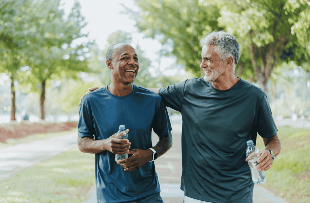 two men running