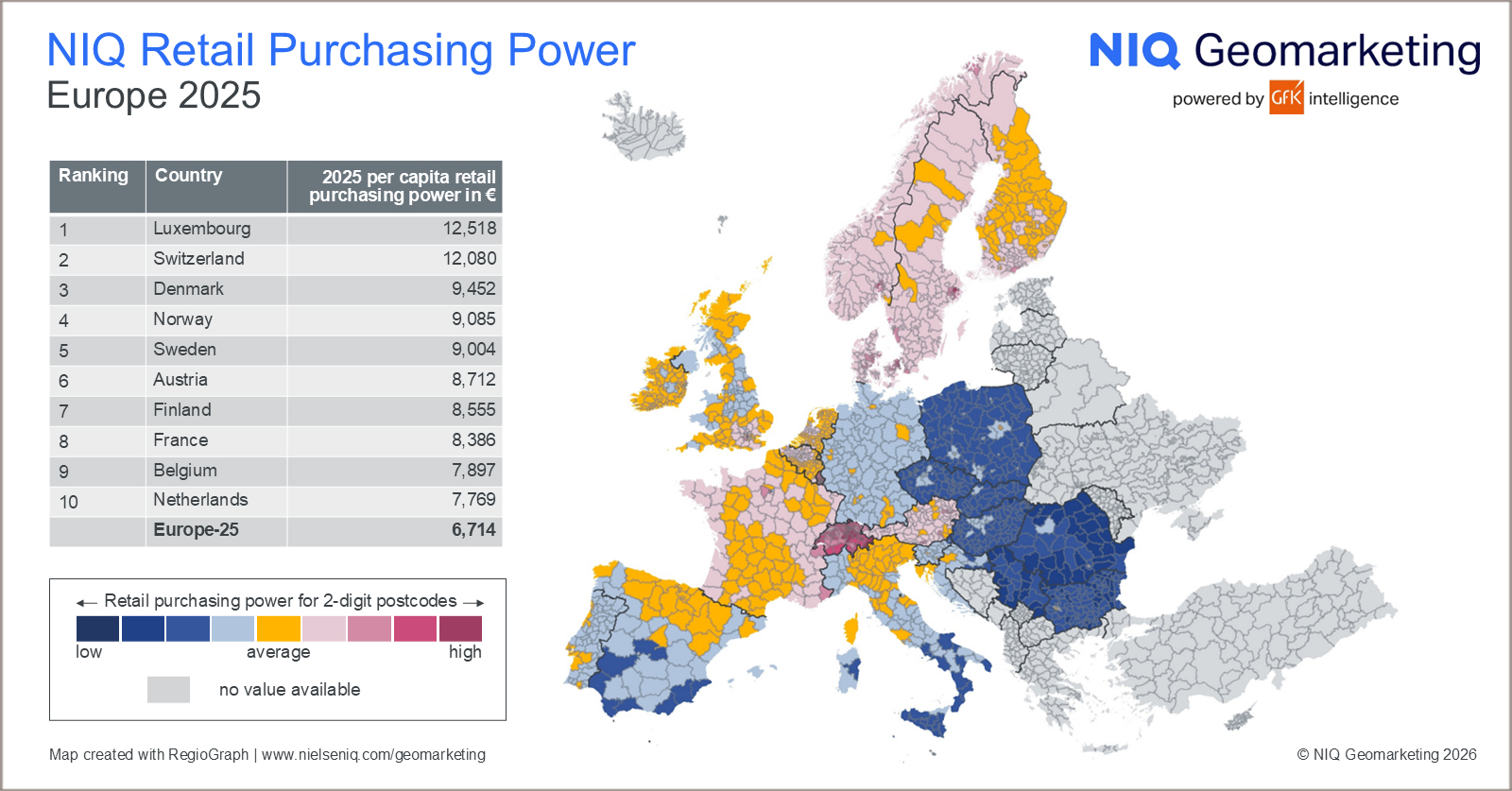 Inline image 1 for Map of the Month: NIQ Retail Purchasing Power, Europe 2025
