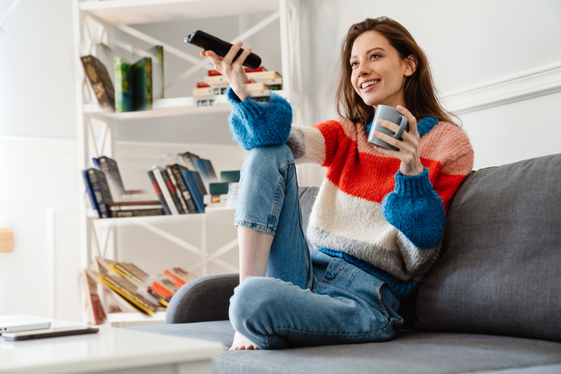 media girl watching tv