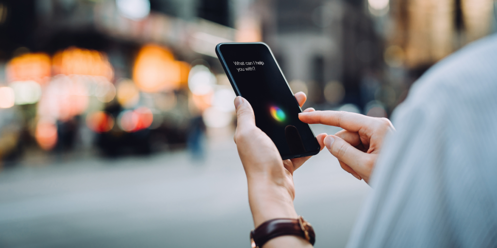 Shopper using AI on mobile phone 