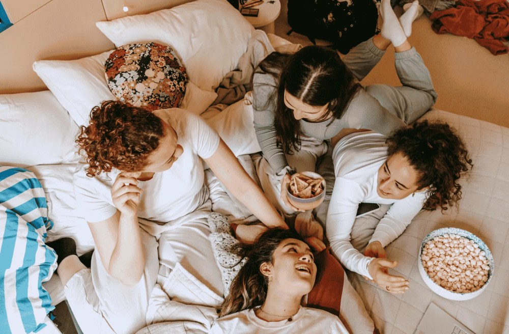 group of girls eating snacks